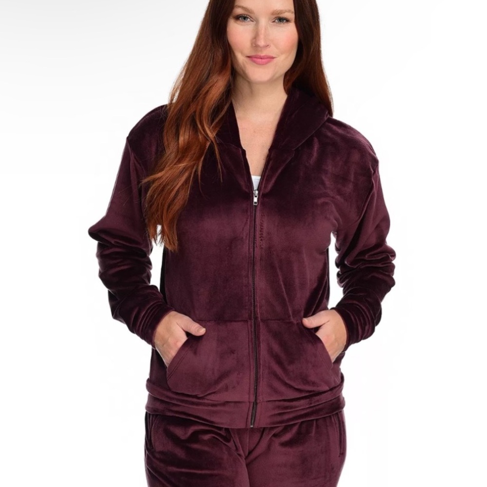 Women’s Theo & Spence‎ Plum Velour Zip-Up Hoodie